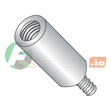 Newport Fasteners Round Standoffs, #6-32 Thrd Sz, 3/8 in Bd L, Brass Nickel Plated, 1/4 in OD, 500 PK 140606RMBN